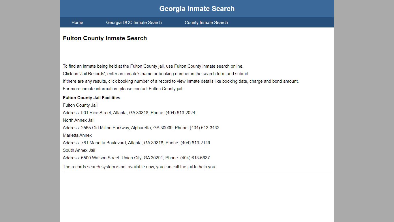 Fulton County Jail Inmate Search